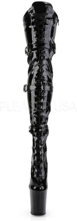 Pleaser - FLAMINGO-3028 Plateau Overknee Laarzen - Paaldans schoenen - 39 Shoes - Zwart — thumbnail 2