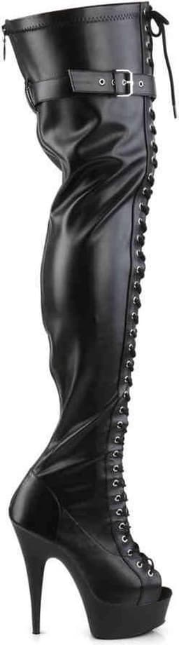 Pleaser - DELIGHT-3025 Plateau overknee Laarzen - US 7 - 37 Shoes - Zwart — thumbnail 5
