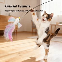 3 vervangbare kattenhengelspeelgoed, vogels in verschillende vormen, met bel uitgeruste kattenveer speelgoed en een telescopische hengel - perfect voor katten om te — thumbnail 5