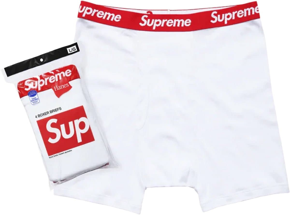 Supreme Hanes Boxer Briefs (4 Pack) White — afbeelding 1