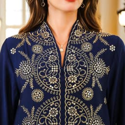 Zhxinashu Afrikaanse damesjurk, bloemenjurk, moslimjurk voor vrouwen, traditionele Abaya met ingewikkelde bloemenprint, kaftans voor dames, volledige lengte voor bruiloft, feest, Ramadan — thumbnail 2