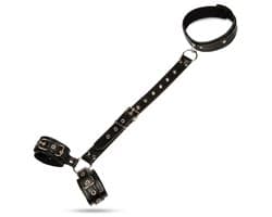 b'WiseGoods - Erotische Nekriem Met Handboeien - Seks Handboeien - SM Bondage - Sex Toys - Seksspeeltjes Voor Koppels - Zwart'