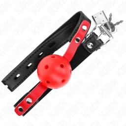 Kink - Red Hollow Hard Ball 4 Cm Gag Black Strap 60 X 2 Cm Adjustable 37-52 Cm — thumbnail 3