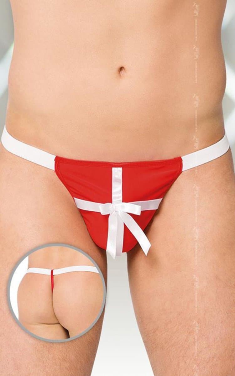 Softline Collection - G-string met satijn aanzicht rood/wit S t/m L — afbeelding 1