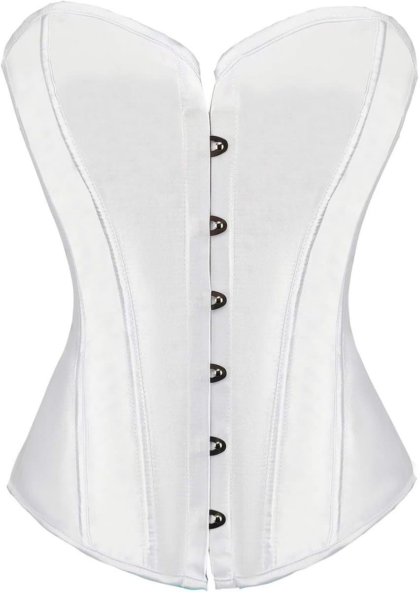 Elegant Zwart Satijnen Korset Top voor Dames - Getailleerde Bustier met Binnenkorset — afbeelding 1