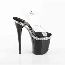 Pleaser - FLAMINGO808MLS Sandaal met enkelband, Paaldans schoenen - US 7 - 37 Shoes - Zwart/Transparant — thumbnail 3