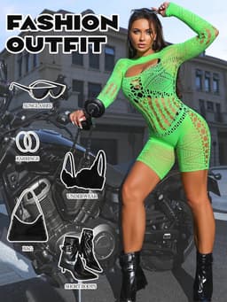 Dames Lingerie Bodysuit Fishnet Sexy Jumpsuit Romper — thumbnail 4
