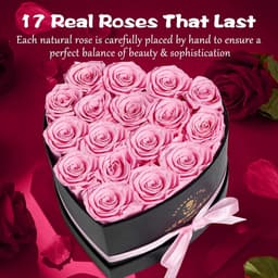 17 Stuks Cadeauset met Echte Gestoofde Rozen - Eeuwige Bloem in Hartvorm voor Vrouwen — thumbnail 2