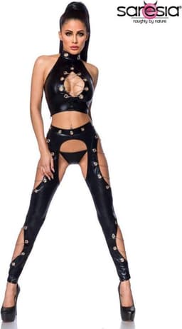 Saresia Top en legging set -XL- Wetlook Zwart — thumbnail 2
