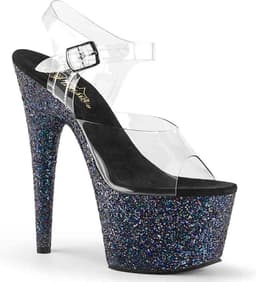 Pleaser - ADORE708LG Sandaal met enkelband, Paaldans schoenen - Paaldans schoenen - 42 Shoes - Zwart/Multicolours — thumbnail 1