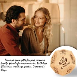 1Set Houten Voedsel Beslissing Dobbelstenen - Grappige Huwelijkscadeaus voor Man of Vrouw - Verjaardag Datum Nacht Geschenken — thumbnail 3