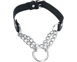 Gothicana Zwarte choker met zilveren ketting - Dames - Standard