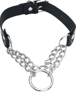 Gothicana Zwarte choker met zilveren ketting - Dames - Standard — thumbnail 1