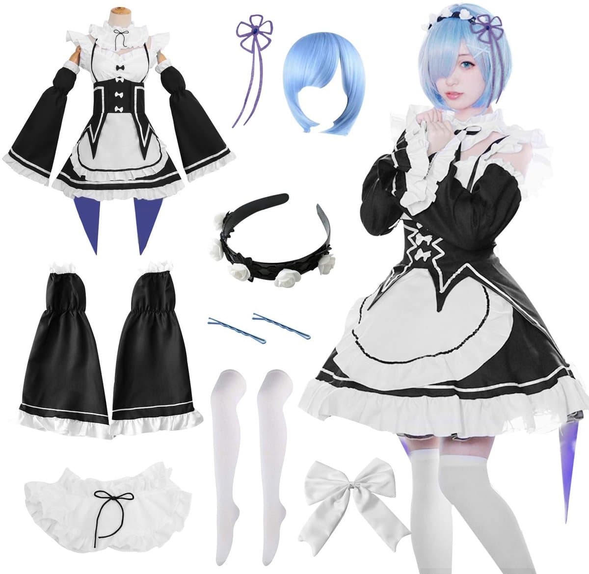 Dailygoods- Maid Outfit Elegant Design - Cosplay Anime - Kamermeisje Kostuum - Rollenspelset - Jurk met Accessoires - Verkrijgbaar in M/L/XL — afbeelding 1