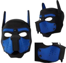 Honden Masker Set - Zwart & Blauw - Masker, Halsband en Riem - Puppy Play - BDSM Roleplay & Cosplay - Unisex - Sex Speeltjes Toys - Erotiek - Bondage Masker - OneSize — thumbnail 3