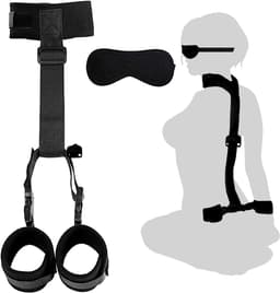 OLOEY Bondageset Nek-tot-Pols-Handboeien achter de rug-halsband en blinddoek-Verstelbare Bondageset voor in bed-SM-spellen-seksspeeltjes voor koppels en SM-zwepen — thumbnail 1