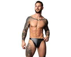 Male Power Sexy Wetlook Bong Thong - Zwart - Maat S/M