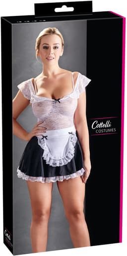 Cottelli Collection – Realistische Dienstmeisje Outfit voor Erotische Rollenspelen Licht Ontbloot met Verstelbare Bandjes – Maat M – Wit — thumbnail 1