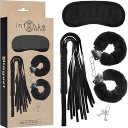 INTENSE FETISH | Intense Fetish - Erotic Playset 1 With Handcuffs, Blind Mask And Flogger — thumbnail 1