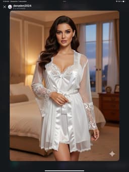 Korte Satijnen Nachtjurk met Tule Kimono – Luxe Dames Lingerie Set - Dark Red — thumbnail 5