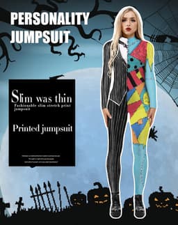 Dames Skelet Jumpsuit voor Halloween en Carnaval - Spooky Cosplay Bodysuit — thumbnail 4