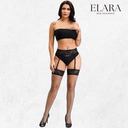 Elara Celestia – Sexy Jarretel Gordel met Kousen – 2-Delige Lingerieset – Verleidelijke Netkousen met Kant – S t/m XL – Dames Lingerie — thumbnail 7