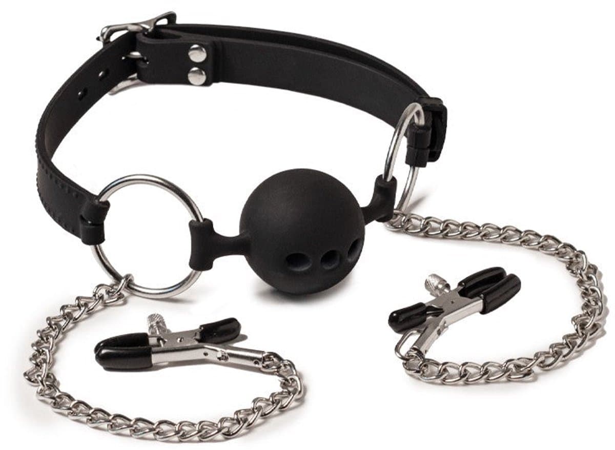 Rimba - Ball Gag - Mondknevel Met Tepelklemmen — afbeelding 1