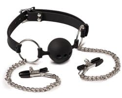 Rimba - Ball Gag - Mondknevel Met Tepelklemmen