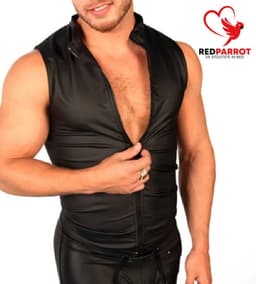 Lederen bodywarmer heren - Erotisch - BDSM Clubwear - Sexy rollenspel - Leer - Rits - Leren mannen kleding - Goede kwaliteit — thumbnail 3