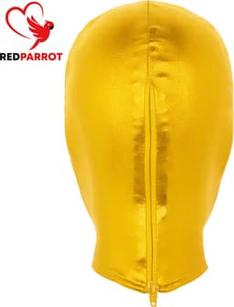 BDSM Masker bivakmuts - Latex look - Rits - Goud — thumbnail 2