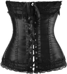 Zwart vintage korset met kant en vetersluiting | Maat 46 | Lingerie Korsetten — thumbnail 4