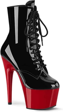 Pleaser - ADORE1020 Plateau Laarzen, Paaldans schoenen - Paaldans schoenen - 44 Shoes - Zwart/Rood — thumbnail 1
