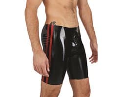 Mister B rubber fucker shorts zwart met rode bies Medium