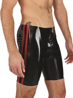 Mister B rubber fucker shorts zwart met rode bies Medium — thumbnail 1