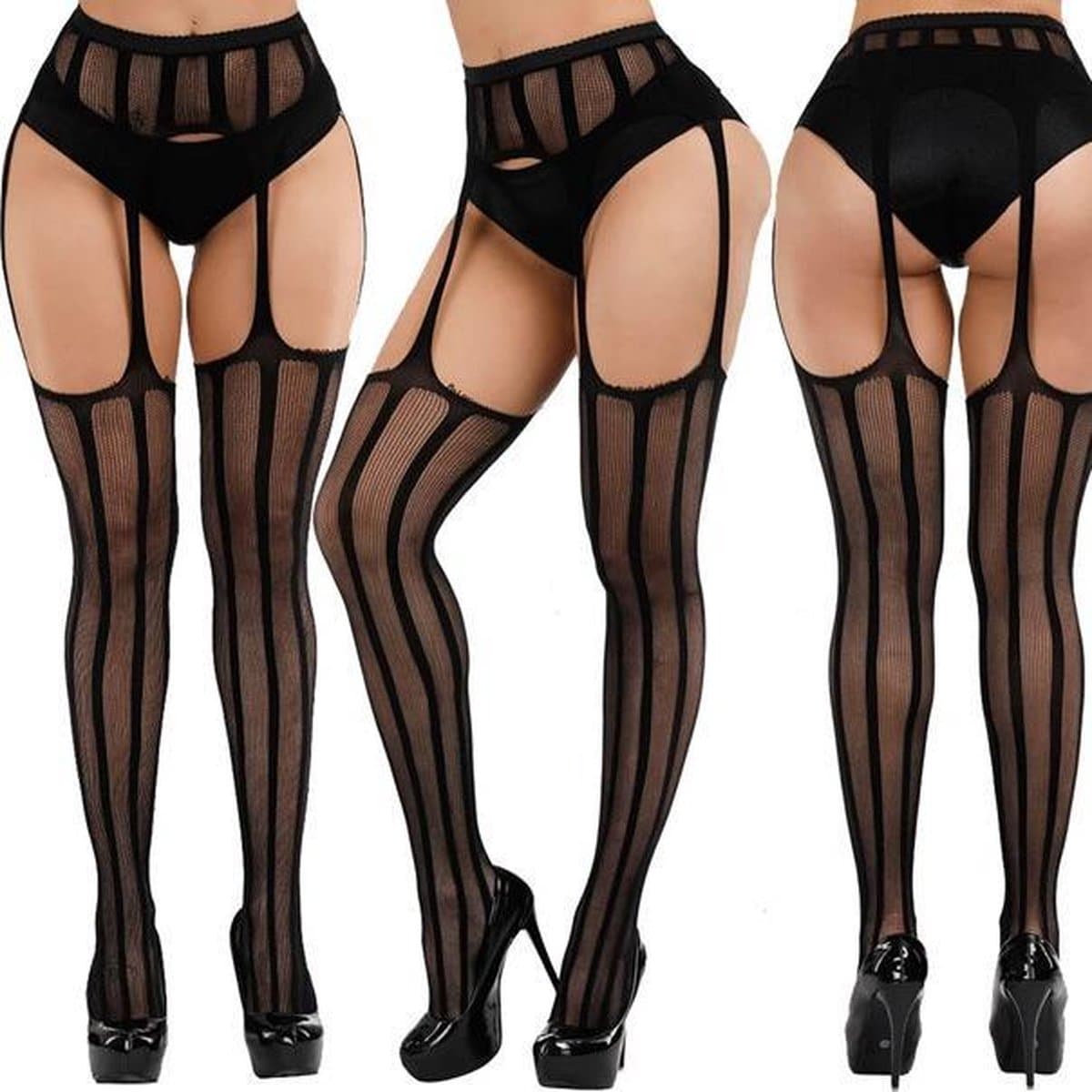 Sexy luxe zwarte panty kousen met jarretelgordel -Luxe panty - jarretel kousen- Cadeau voor Vrouw - Erotische kousen — afbeelding 1