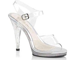 Fabulicious - FLAIR408MG Sandaal met enkelband - US 15 - 46 Shoes - Transparant/Zilverkleurig