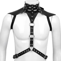 ♛Queen-Toys® Bondage - Mannen Meester harnas - Knevel - BDSM - Schouderharnas mannen - SM pak - Lederlook harnas - Rollenspel kleding — thumbnail 1