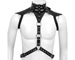 ♛Queen-Toys® Bondage - Mannen Meester harnas - Knevel - BDSM - Schouderharnas mannen - SM pak - Lederlook harnas - Rollenspel kleding
