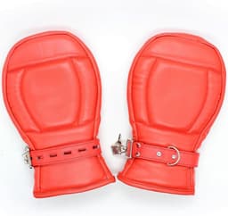 Banoch - Bondage Mittens - PU Leer - Rood - bdsm — thumbnail 10