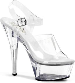Pleaser - KISS-208 Sandaal met enkelband - US 9 - 39 Shoes - Transparant/Zilverkleurig — thumbnail 1