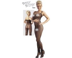 Mandy Mystery Lingerie –  Catsuit met Veter Ontwerp Licht transparant en Open Kruis – Maat L/XL - Zwart