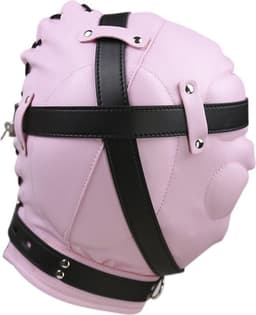 Banoch - Reticent Hood Black/Pink -Zwart/Roze bondage masker van pu Leer | BDSM — thumbnail 3