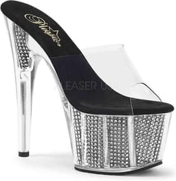 Pleaser - ADORE-701SRS Muiltjes - Paaldans schoenen - 40 Shoes - Zilverkleurig/Transparant — thumbnail 1