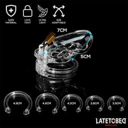 LATETOBED BDSM LINE Chastity Penis Cage Short Clear - Transparante Korte Peniskooi - Kuisheidskooi Kort — thumbnail 2