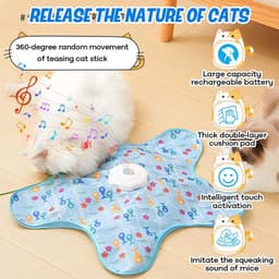 kattenspeelgoed met veerautomaat, kattenspeelgoed, zelfbezigheid, oplaadbaar kattenspeelgoed, elektrisch met muisgeluiden, 3 speelmodi, instelbare snelheid — thumbnail 4