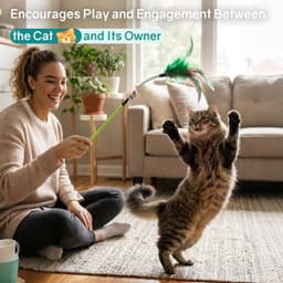 Kattenhengel met veer, interactieve speelballen voor kleine en grote katten (roze) — thumbnail 2
