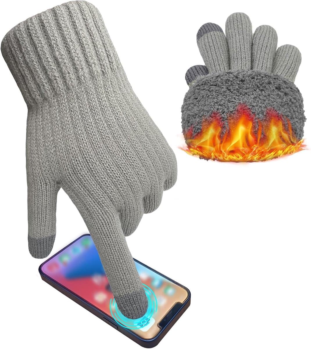 Handschoenen Mannen Wol Fleece Gevoerde Thermische Handschoenen Touch Screen Warm Gebreide Handschoenen Gift voor Running Ski Outdoor — afbeelding 1