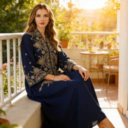 Zhxinashu Afrikaanse damesjurk, bloemenjurk, moslimjurk voor vrouwen, traditionele Abaya met ingewikkelde bloemenprint, kaftans voor dames, volledige lengte voor bruiloft, feest, Ramadan — thumbnail 5