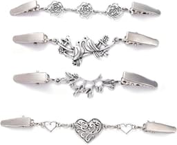 4 stuks cardigan-clips, 4 stijlen vintage cardiganclips, cinch-clip in verschillende lengtes, blouses, jurken, kraagsluiting, clips voor kleding, retro, elegante gebreide jas, accessoires — thumbnail 1