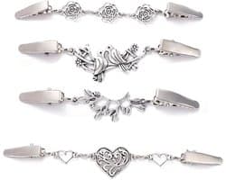 4 stuks cardigan-clips, 4 stijlen vintage cardiganclips, cinch-clip in verschillende lengtes, blouses, jurken, kraagsluiting, clips voor kleding, retro, elegante gebreide jas, accessoires
